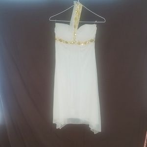 Studio Y cream sheer princess top dress sz S